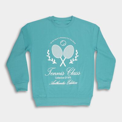 Boys Teal Crew Neck Printed Sweatshirt