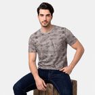 Men's Grey Round Neck Graphic Print Regular T-Shirt, हल्का ग्रे, small