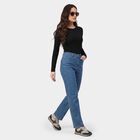 Women's Blue Straight Fit High-Rise Jeans, Mid Blue, small