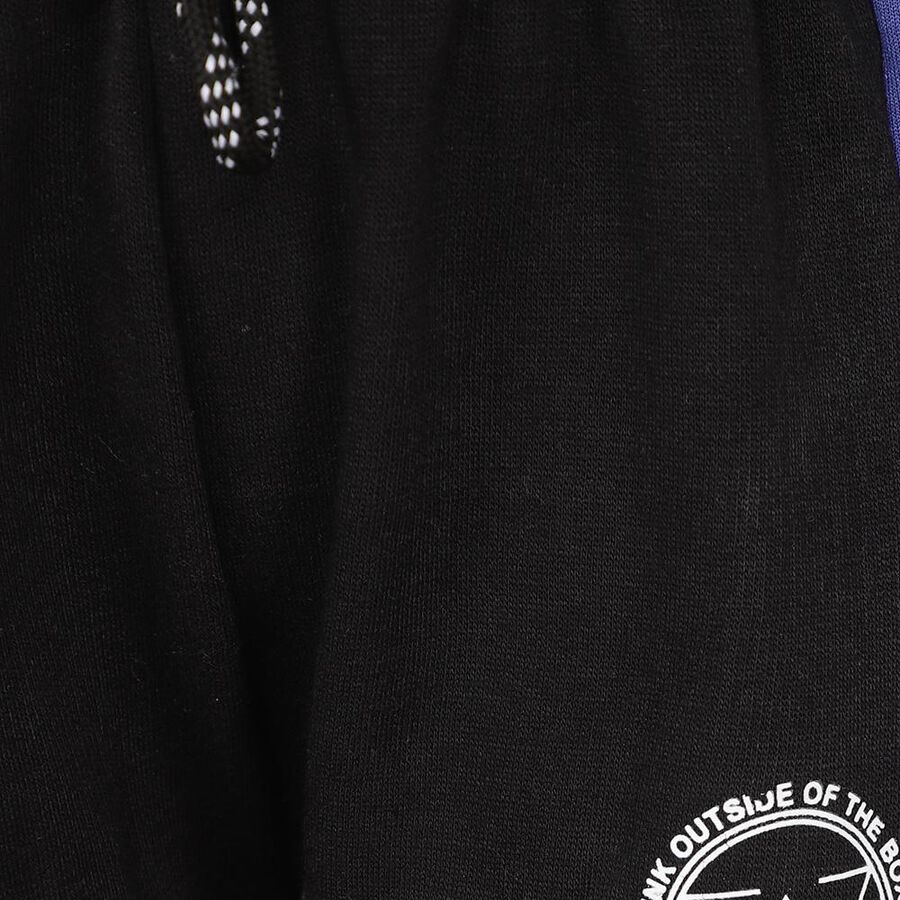 Boys' Black Color-Blocked Winter Pyjama, काला, large image number null