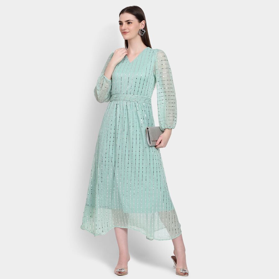 Ladies' Dress, हल्का हरा, large image number null