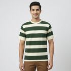 Men's Dark Green Round Neck Casual T-Shirt, Dark Green, small