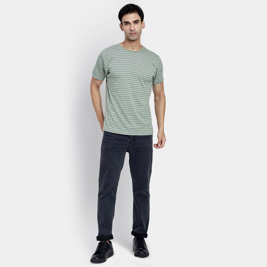 Men's Round Neck Half Sleeves T-Shirt, Light Green, large image number null