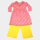 Girls Pink V Neck Fusion Set Fusion Set Upper and Bottom Set, Light Pink, small