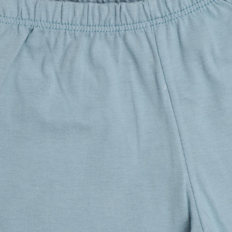 Boys' Light Grey Cotton Boat Neck Printed Baba Suit, Teal Blue, large image number null