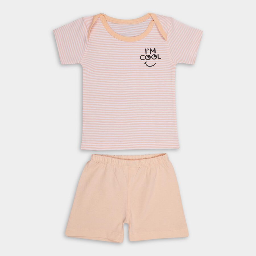 Infant Boys' 100% Cotton Baba Suit, Peach, large image number null