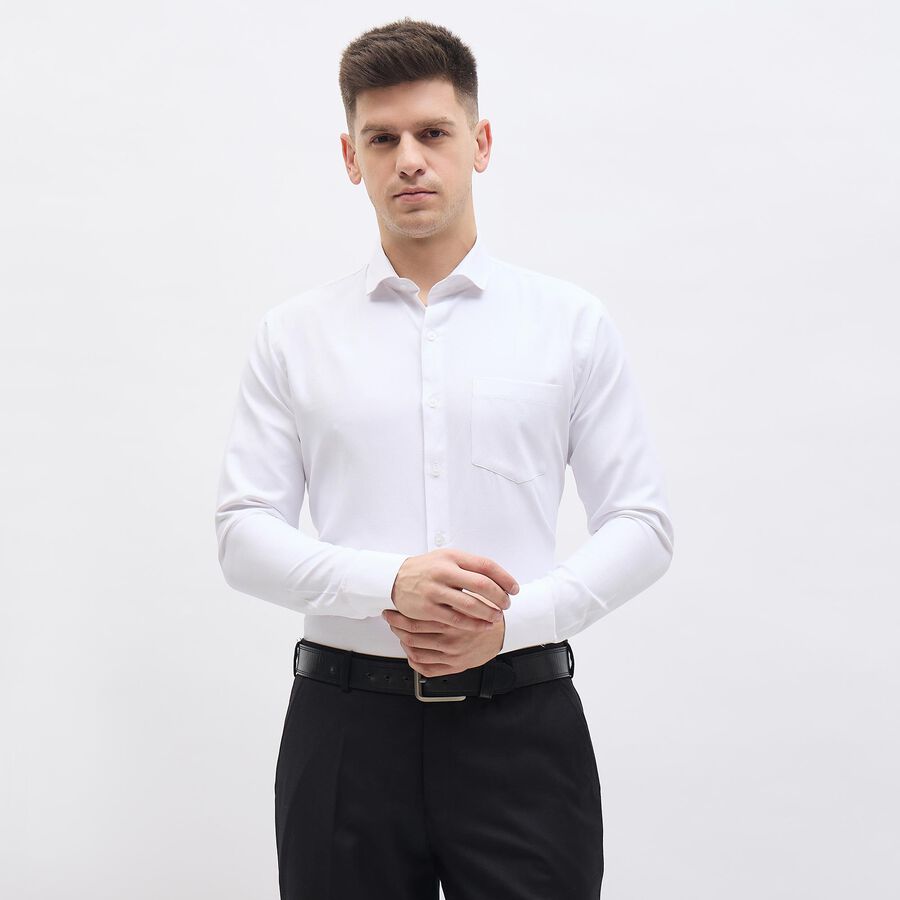 Men's White Cotton Slim Fit Formal Shirt, सफ़ेद, large image number null