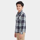 Boys' Green Cotton Spread Collar Regular Fit Casual Shirt, Dark Green, small