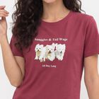 Women's Purple Cotton Round Neck Regular T-Shirt, बैंगनी, small