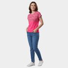 Women's Fuchsia Round Neck Graphic Printed T-Shirt, Fuchsia, small