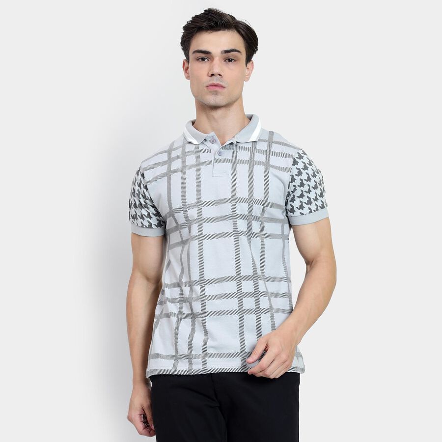 Men's 100% Cotton Collared Half Sleeves T-Shirt , Light Grey, large image number null