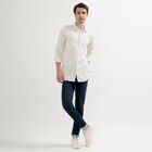 Men's Rich White Cotton Classic Collar Casual Shirt, सफ़ेद, small image number null