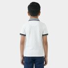 Boys White Cotton Round Neck Casual Half Sleeve T-Shirt, White, small