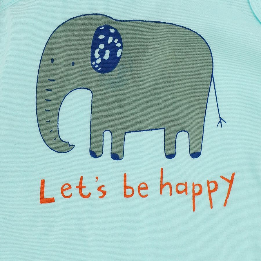 Infants' Light Blue Cotton Round Neck Casual Sleeveless Vest, Aqua, large