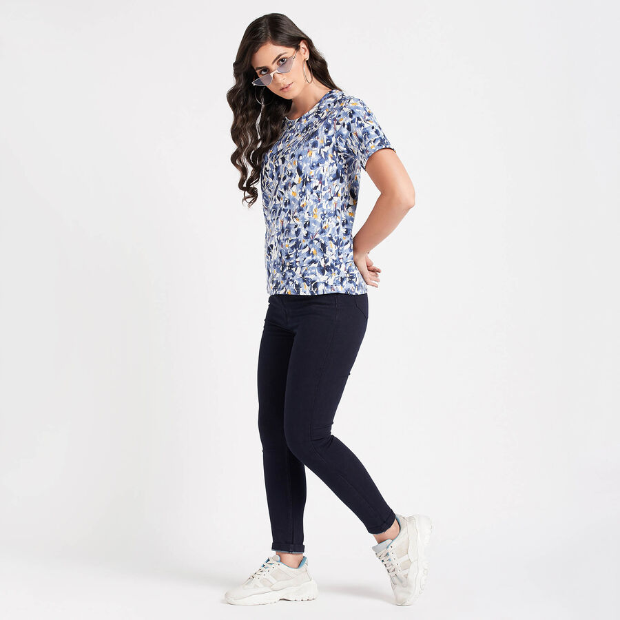 All Over Print Round Neck T-Shirt, Blue, large image number null