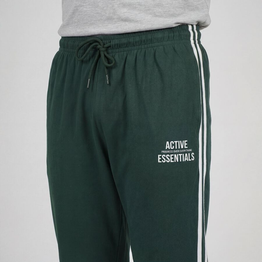 Men's Dark Grey Regular Fit Track Pants, गहरा हरा, large