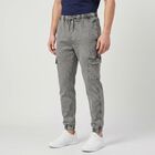 Men's Grey Cargo Jogger, मिश्रित हल्का ग्रे, small