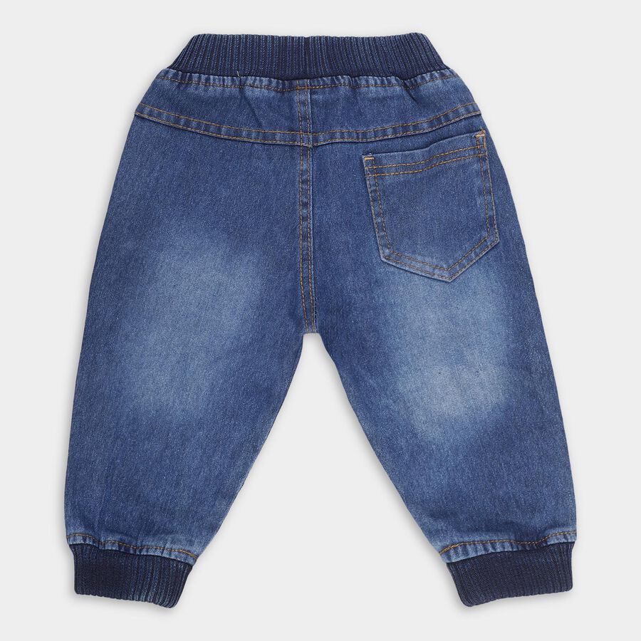 Infants' Stonewashed Blue Regular Fit Embroidered Jeans, Mid Blue, large image number null