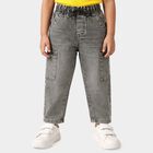Boys Grey Regular Fit Cargo Jeans, हल्का ग्रे, small