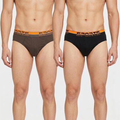 Men's Black Regular Fit Solid Briefs