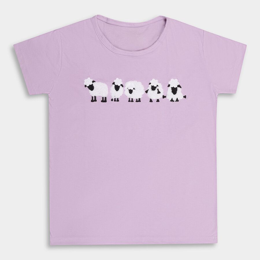Girls' 100% Cotton T-Shirt , Lilac, large image number null