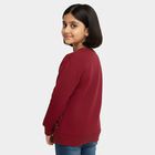 Girls Deep Burgundy Crew Neck Casual Sweatshirt, वाइन, small image number null