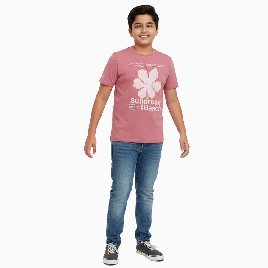 Boys' Half Sleeves T-Shirt, Pink, large image number null