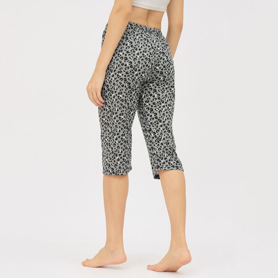 Women's Muted Grey Regular Fit Leopard Printed Jogger Capri, Light Grey, large image number null