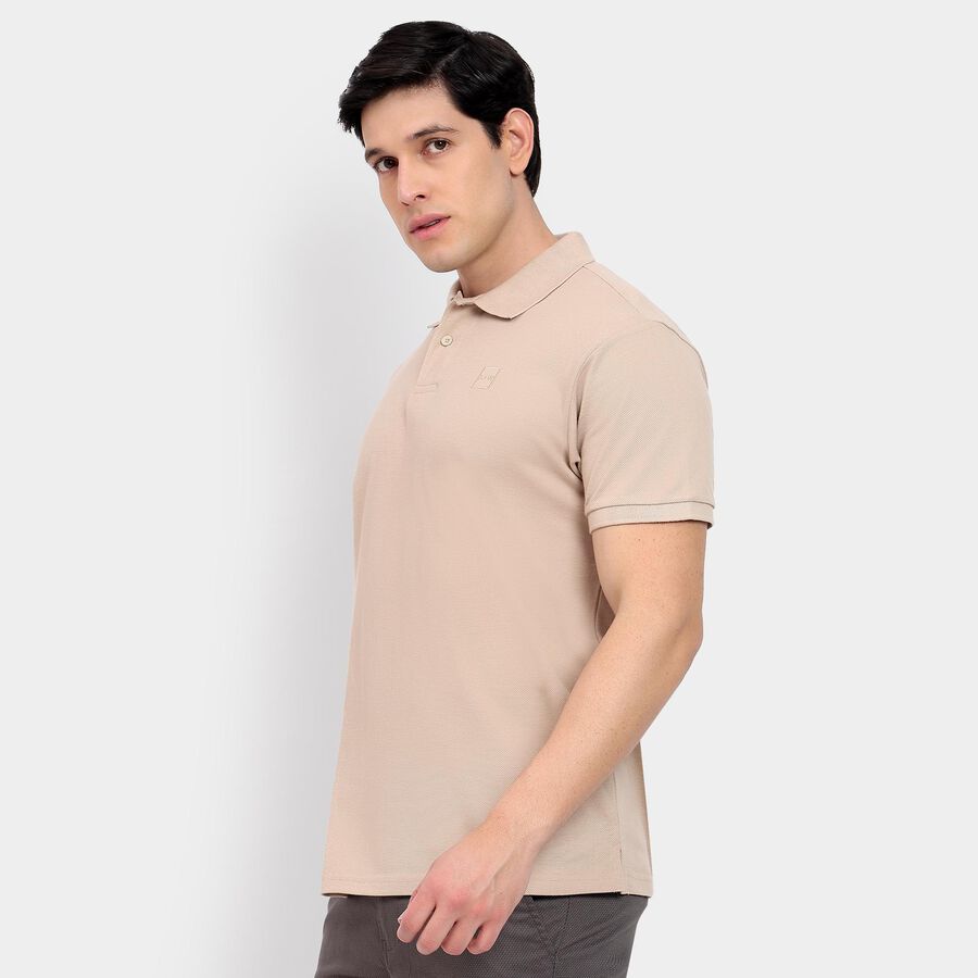 Men's Collared Half Sleeves T-Shirt, Beige, large image number null