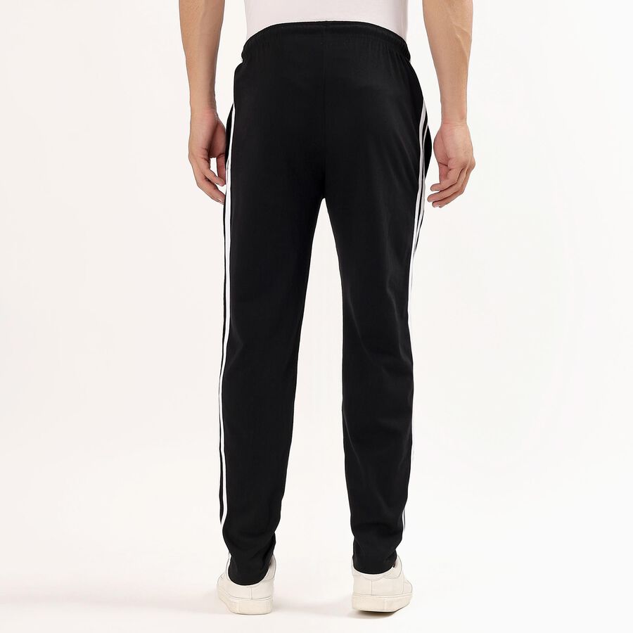 Men's Jet Black Regular Fit Basic Track Pants, Black, large image number null