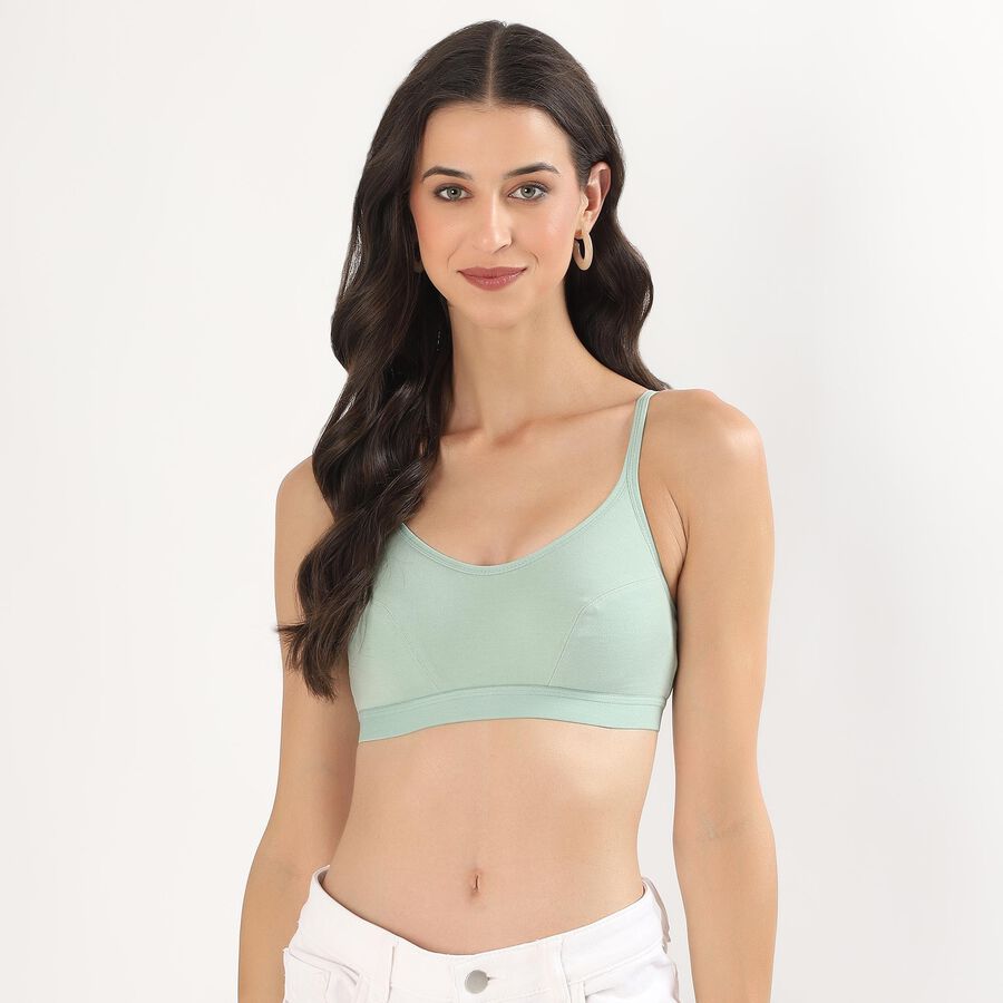Women's Soft Mint Green Scoop Neck Casual Bra, Light Green, large