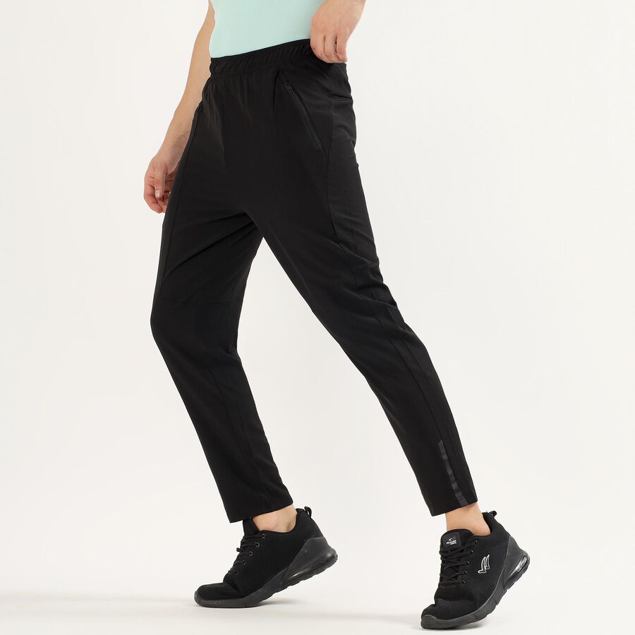 Men's Jet Black Slim Fit Reflective Detail Track Pants, Black, large