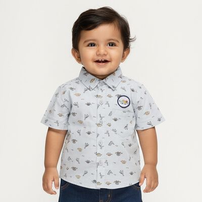 Boys Light Blue Cotton Half Sleeve Classic Casual Shirt