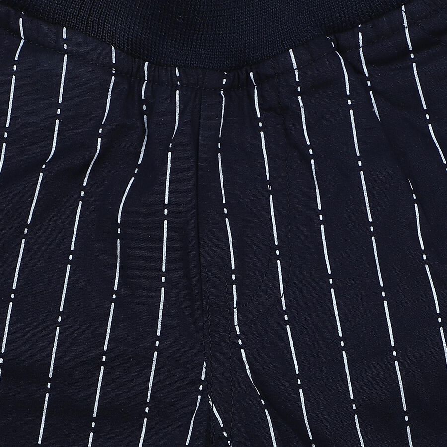 Infants' Navy Blue Straight Fit Pinstriped Trousers, Navy Blue, large
