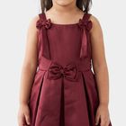 Girls' Maroon Fit and Flare Bow Detail Party Wear Frock, वाइन, small