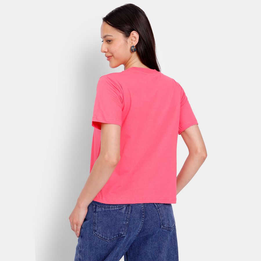 Ladies' 100% Cotton Round Neck T-Shirt, मूँगा (कोरल), large image number null