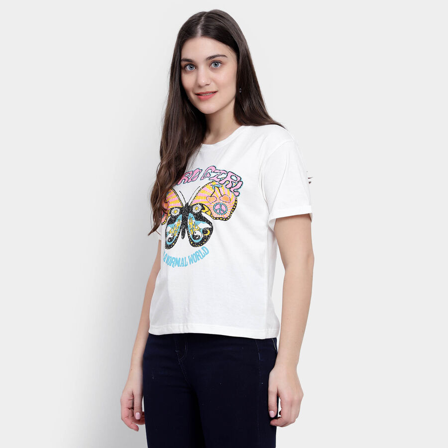 Round Neck T-Shirt, White, large image number null