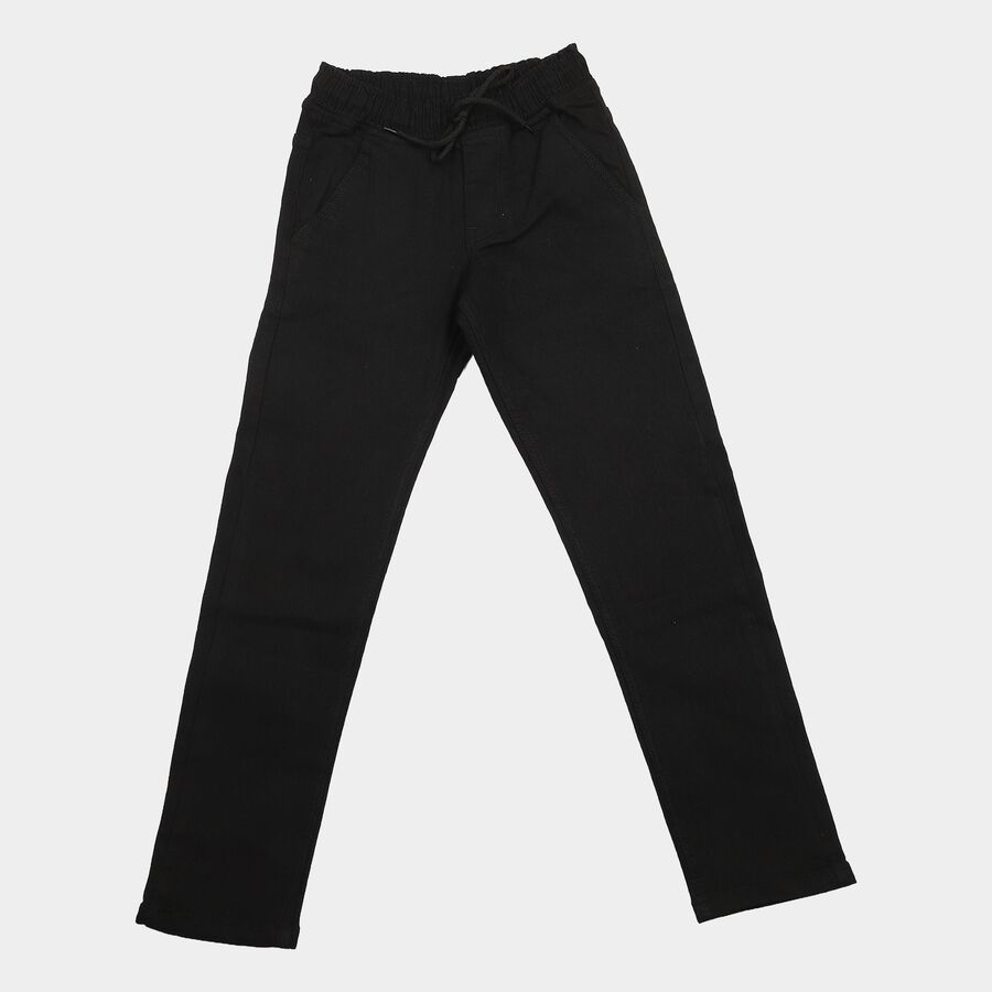 Boys' Black Drawstring Jeans, काला, large