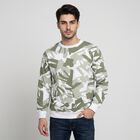 Men's Olive Green Crew Neck Printed Sweatshirt, Light Green, small