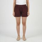 Women's Wine Cotton Minimalist Shorts, वाइन, small