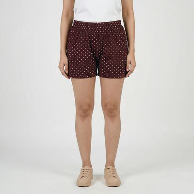 Women's Wine Cotton Minimalist Shorts