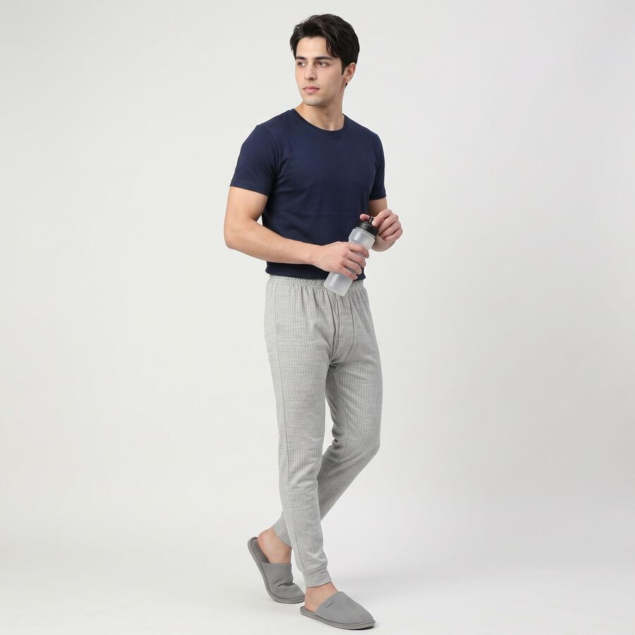 Men's Grey Long Johns Thermal, मिश्रित हल्का ग्रे, large