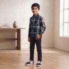 Boys' Navy Blue Cotton Casual Shirt, Navy Blue, small