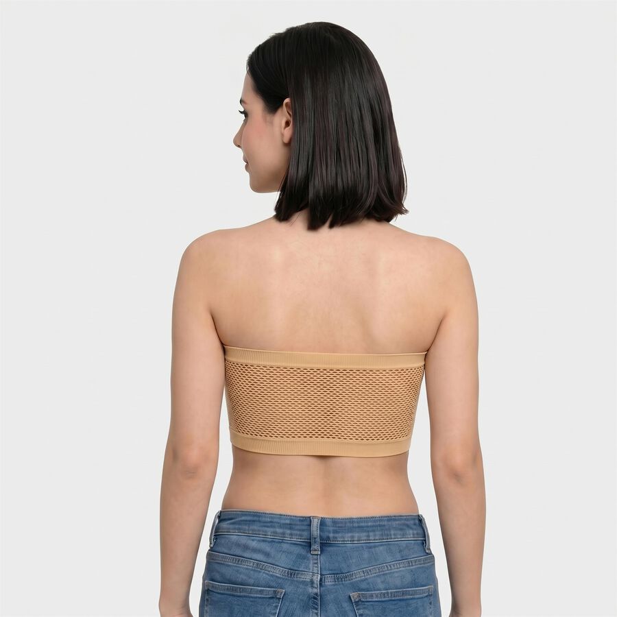 Women's Beige Strapless Tube Bra, गहरा पीला, large