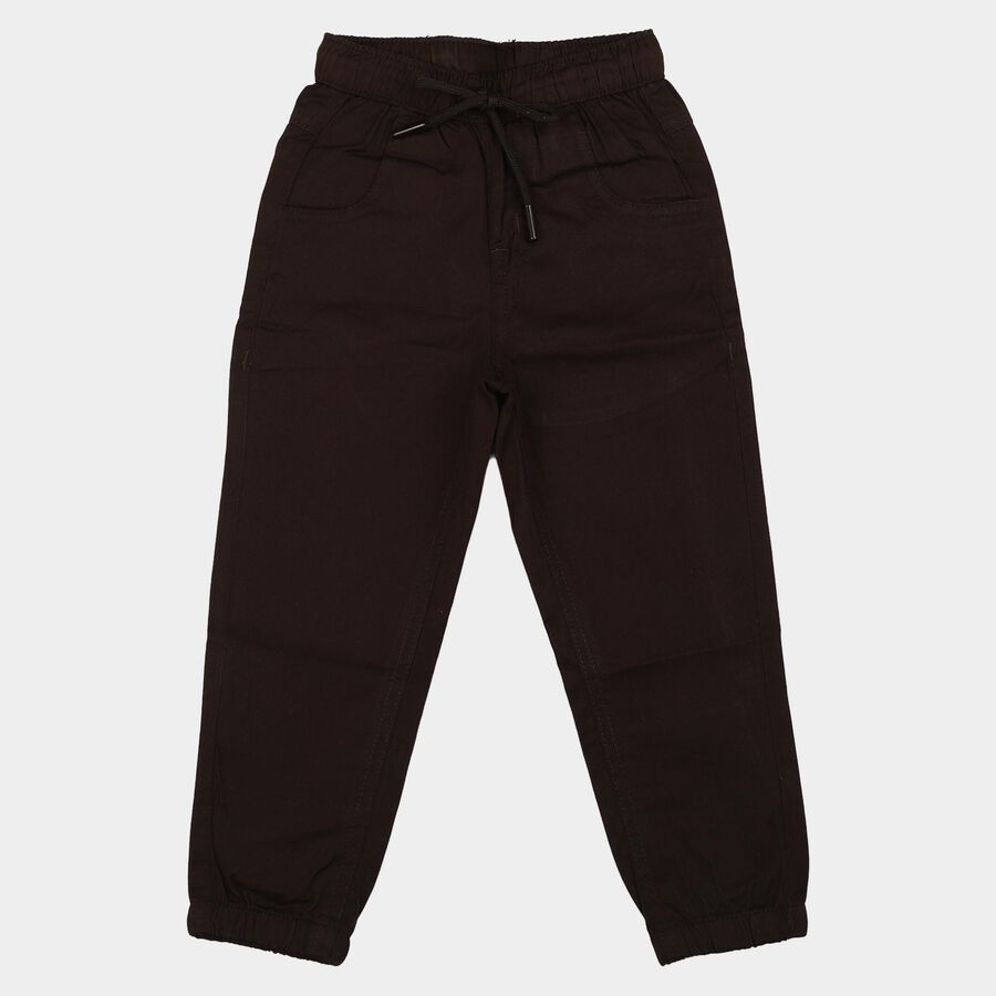 Boys Brown Regular Fit Drawstring Jogger Trousers, Brown, large