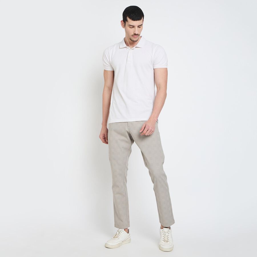 Men's Slim Fit Casual Trousers, हल्का ग्रे, large image number null