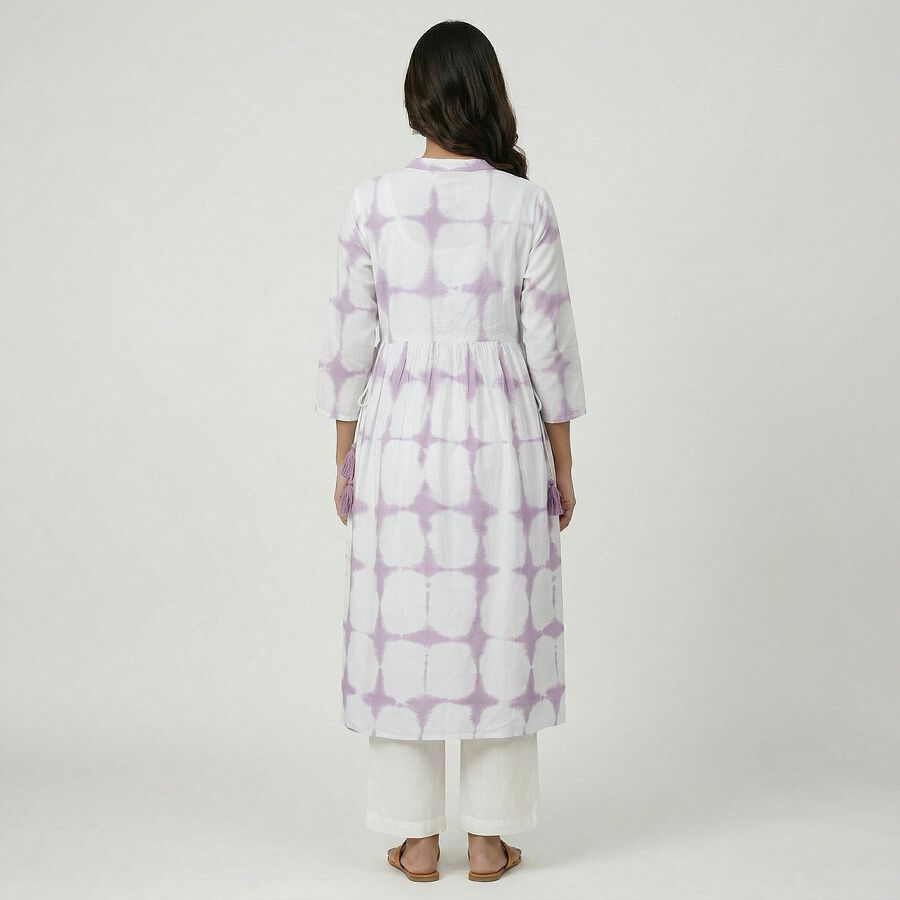 Women's Lilac Viscose Round Neck Solid Kurta, Lilac, large