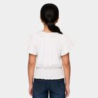 Girls White Round Neck Regular T-Shirt, सफ़ेद, small