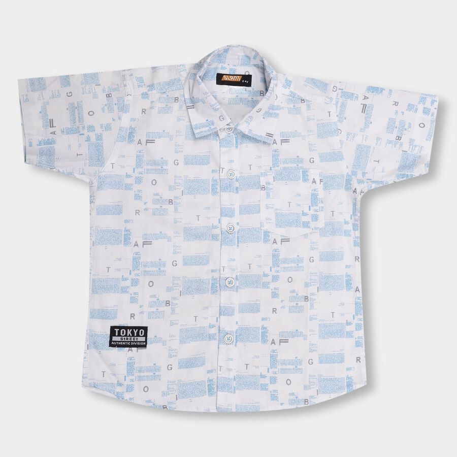Boys' 100% Cotton Casual Shirt, हल्का नीला, large image number null