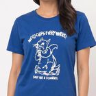 Women's Blue Round Neck Regular T-Shirt, Blue, small